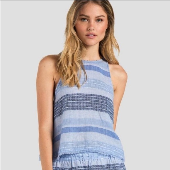 Bella Dahl Embroidered Stripe Top Size Medium - Picture 1 of 7